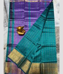 cyan blue and purple colour mangalagiri pattu sarees with Kanchi Border design