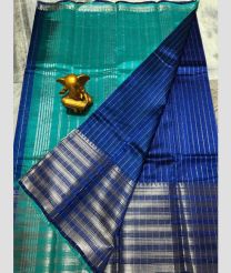 cyan blue and blue colour mangalagiri pattu sarees with Kanchi Border design