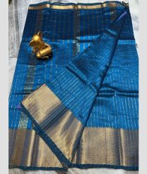 cyan blue colour mangalagiri pattu sarees with Kanchi Border design