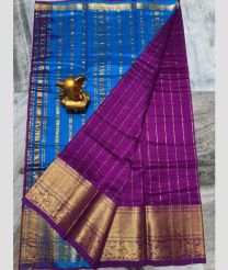 cyan and purple colour mangalagiri pattu sarees with Kanchi Border design