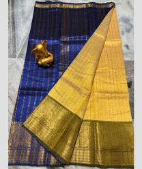 blue and brown colour mangalagiri pattu sarees with Kanchi Border design