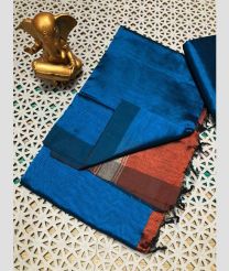 cyan blue colour mangalagiri pattu sarees with Plain design