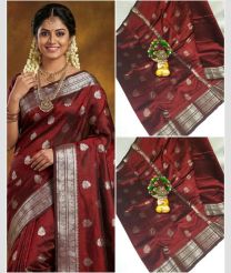 magenta colour mangalagiri pattu sarees with Kanchi Border design