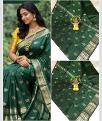 green colour mangalagiri pattu sarees with Kanchi Border design