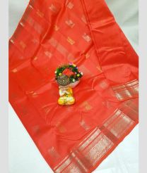 coral colour mangalagiri pattu sarees with Kanchi Border design