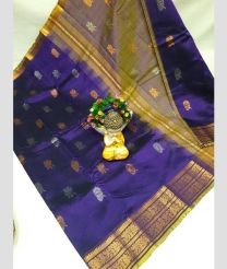 violet and gray colour mangalagiri pattu sarees with Kanchi Border design