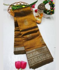 brown colour mangalagiri pattu sarees with Kanchi Border design
