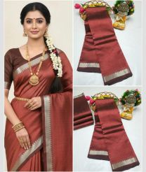 coral colour mangalagiri pattu sarees with Kanchi Border design