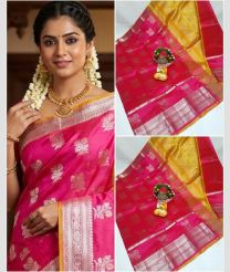 magenta colour mangalagiri pattu sarees with Kanchi Border design