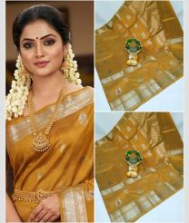 brown colour mangalagiri pattu sarees with Kanchi Border design