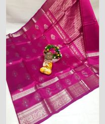 purple colour mangalagiri pattu sarees with Kanchi Border design