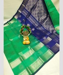 silver and blue colour mangalagiri pattu sarees with Kanchi Border design