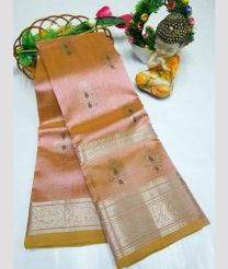 pink colour mangalagiri pattu sarees with Kanchi Border design