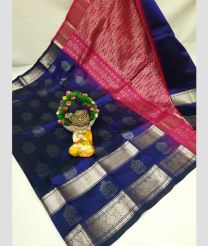 blue and pink colour mangalagiri pattu sarees with Kanchi Border design