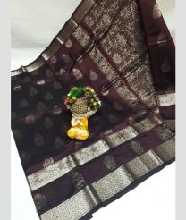 charcoal and silver colour mangalagiri pattu sarees with Kanchi Border design