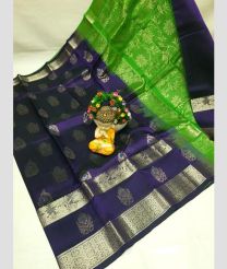 green and violet colour mangalagiri pattu sarees with Kanchi Border design