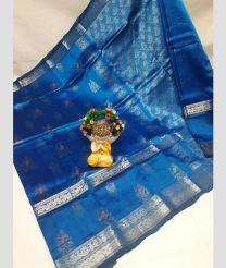 blue colour mangalagiri pattu sarees with Kanchi Border design