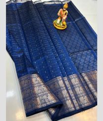 blue colour mangalagiri pattu sarees with All over Buttas design