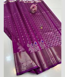 purple colour mangalagiri pattu sarees with All over Buttas design