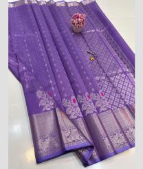 violet colour mangalagiri pattu sarees with All over Buttas design