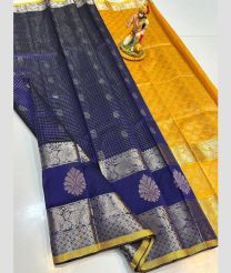 violet and yellow colour mangalagiri pattu sarees with All over Buttas design