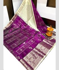 purple and gray colour mangalagiri pattu sarees with Pochampally Border design