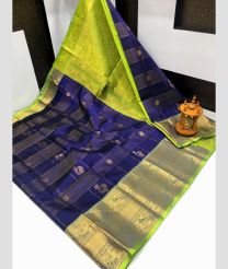 blue and green colour mangalagiri pattu sarees with Pochampally Border design