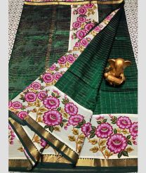 green colour mangalagiri pattu sarees with All over Lines design