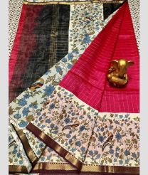 magenta colour mangalagiri pattu sarees with All over Lines design