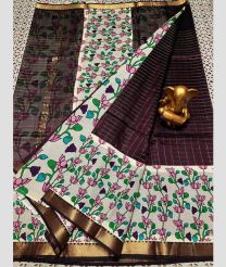 coffee colour mangalagiri pattu sarees with All over Lines design
