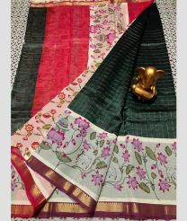 green and magenta colour mangalagiri pattu sarees with All over Lines design