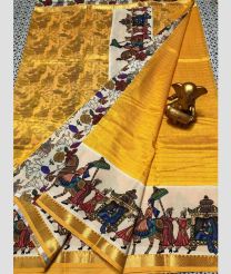 brown colour mangalagiri pattu sarees with All over Lines design