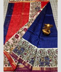 blue and magenta colour mangalagiri pattu sarees with All over Lines design