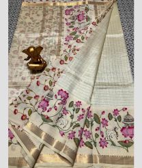 gray colour mangalagiri pattu sarees with All over Lines design