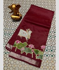 magenta colour mangalagiri pattu sarees with Plain design