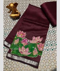 coffee colour mangalagiri pattu sarees with Plain design