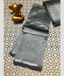 gray colour mangalagiri pattu sarees with Plain design