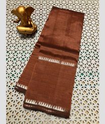 brown colour mangalagiri pattu sarees with Plain design