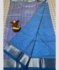 blue and light blue colour mangalagiri pattu sarees with All over Printed design