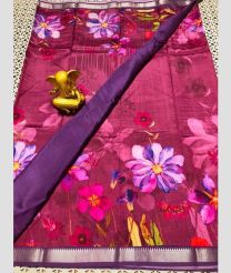purple colour mangalagiri pattu sarees with All over Printed design