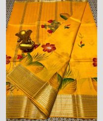 yellow colour mangalagiri pattu sarees with Kanchi Border design