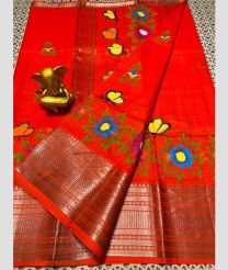 maroon red colour mangalagiri pattu sarees with Kanchi Border design