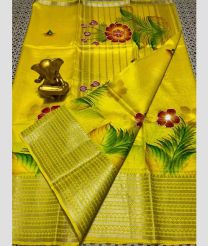 yellow ' mangalagiri pattu sarees with Kanchi Border design