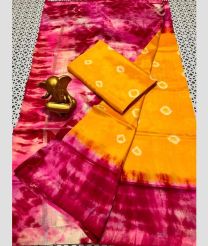 yellow and magenta colour mangalagiri pattu sarees with Plain design