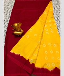 maroon red and yellow colour mangalagiri pattu sarees with Plain design
