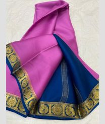 purple and blue colour mysore silk sarees with Plain design