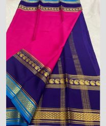 purple and navy blue colour mysore silk sarees with Plain design