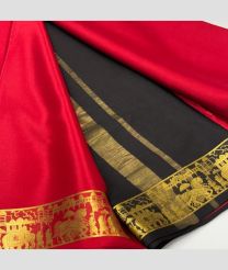 red and block colour mysore silk sarees with Plain design