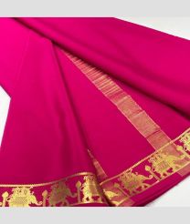 magenta colour mysore silk sarees with Plain design