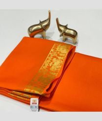 orange colour mysore silk sarees with Plain design